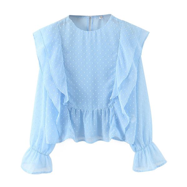 women's blouses & shirts 2021 autumn women ruffled dot chiffon candy colors o neck long sleeve female blusas chic, White
women's blouses & shirts 2021 autumn women ruffled dot chiffon candy colors o neck long sleeve female blusas chic, White