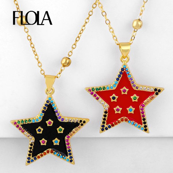 flola gold cubic zirconia star pendants necklaces women crystal enamel necklaces rainbow zircon statement fashion jewelry nkeq10, Silver
flola gold cubic zirconia star pendants necklaces women crystal enamel necklaces rainbow zircon statement fashion jewelry nkeq10, Silver