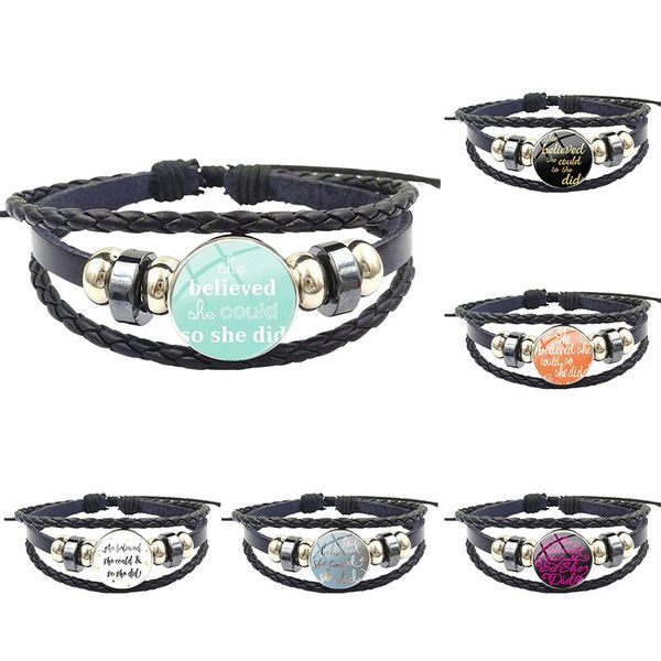 charm bracelets jewelry classic glass cabochon black leather bracelet bangle fashion for women kids she could so did believed, Golden;silver
charm bracelets jewelry classic glass cabochon black leather bracelet bangle fashion for women kids she could so did believed, Golden;silver