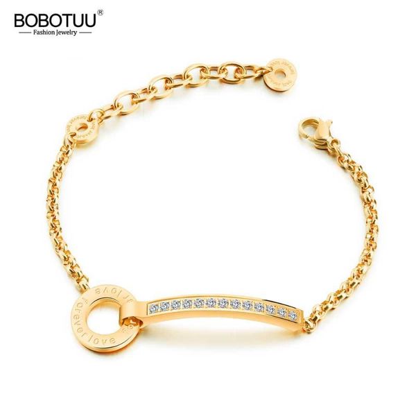 bobotuu fashion letter circle cz crystal bracelets female models gold color personality titanium steel bracelet jewelry bogs879, Black
bobotuu fashion letter circle cz crystal bracelets female models gold color personality titanium steel bracelet jewelry bogs879, Black