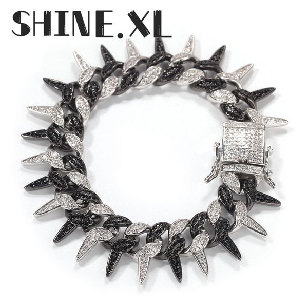 hip hop jewelry iced out cuban link bracelets white gold plated personality rivet bracelets for men women, Black
hip hop jewelry iced out cuban link bracelets white gold plated personality rivet bracelets for men women, Black