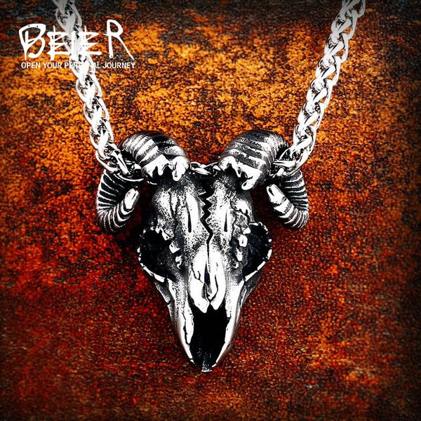 beier 316l stainless viking sheep head pendant necklacet for men amulet scandinavian fashion animal jewelry lp458, Silver
beier 316l stainless viking sheep head pendant necklacet for men amulet scandinavian fashion animal jewelry lp458, Silver