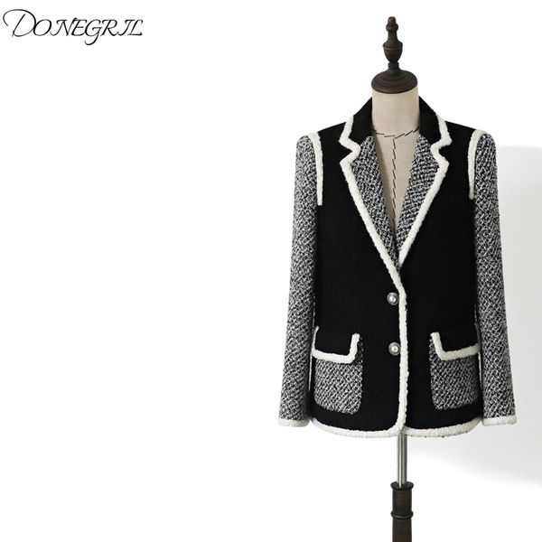 fashion tweed patchwork wool coat women's casual turn-down collar wild suit outwear designer autumn winter new, Black;brown
fashion tweed patchwork wool coat women's casual turn-down collar wild suit outwear designer autumn winter new, Black;brown