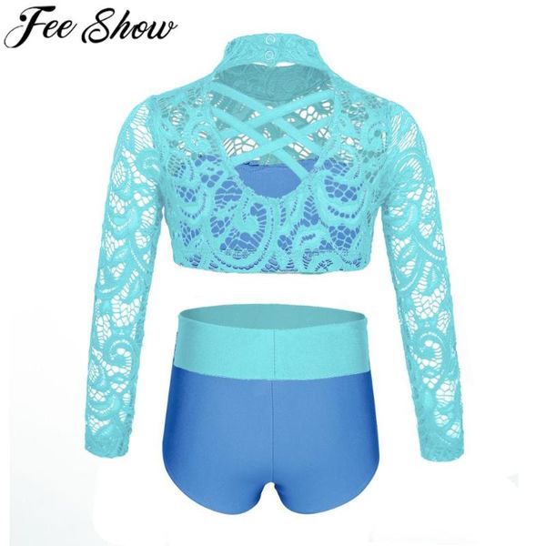 feeshow kids girls outfit lace long sleeves crop with dance shorts set ballet dance leotard ballerina performance costume, White
feeshow kids girls outfit lace long sleeves crop with dance shorts set ballet dance leotard ballerina performance costume, White
