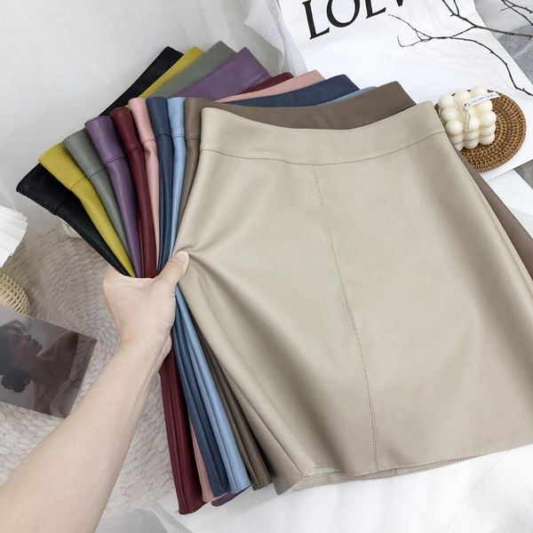 high waist leather short skirt female autumn and winter simple leather skirt a-line, Black
high waist leather short skirt female autumn and winter simple leather skirt a-line, Black