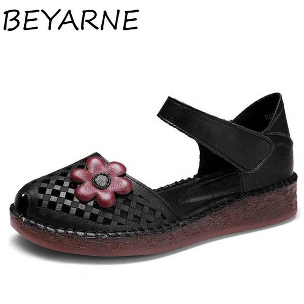 beyarne new cowhide flowers fish mouth hollow breathable summer shoes flat sandals soft comfort mother sandals women leather, Black
beyarne new cowhide flowers fish mouth hollow breathable summer shoes flat sandals soft comfort mother sandals women leather, Black