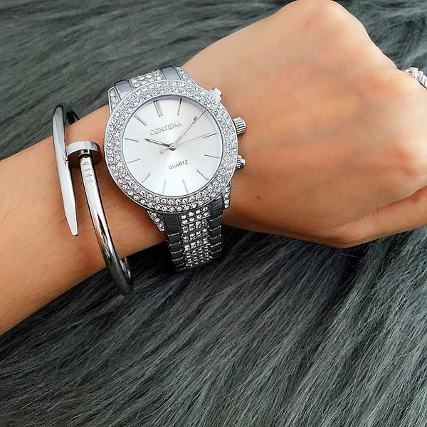 contena luxury rhinestone full steel quartz watch women watches fashion silver bracelet watch lady hour montre homme, Slivery;brown
contena luxury rhinestone full steel quartz watch women watches fashion silver bracelet watch lady hour montre homme, Slivery;brown