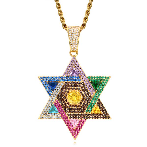 hip hop micro paved cz stone bling out multicolour star of david hexagram pendants necklace for men rapper jewelry, Silver
hip hop micro paved cz stone bling out multicolour star of david hexagram pendants necklace for men rapper jewelry, Silver