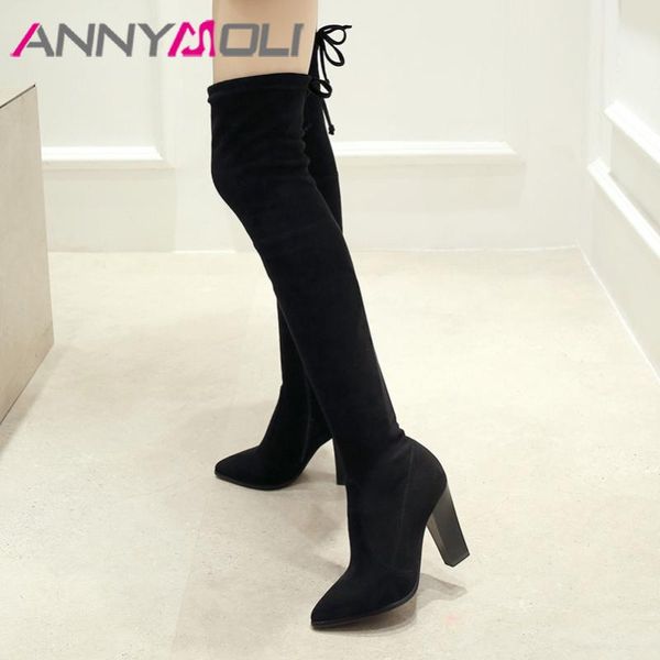 annymoli winter thigh high boots women zipper thick high heels over the knee boots slim stretch shoes lady plus size 33-43, Black
annymoli winter thigh high boots women zipper thick high heels over the knee boots slim stretch shoes lady plus size 33-43, Black