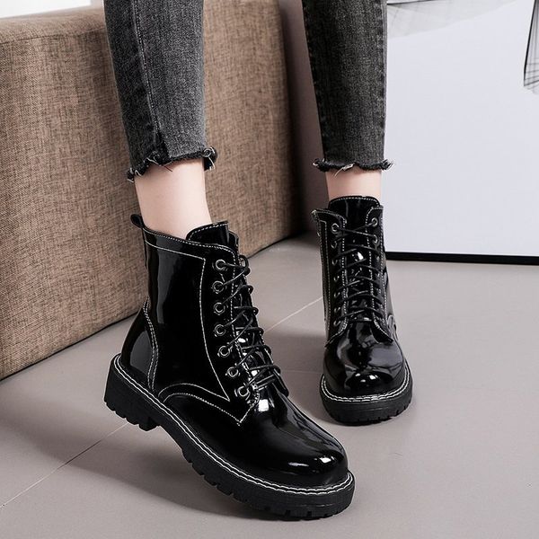 boots lucyever patent leather black ankle for women autumn mid heel platform shoes woman waterproof lace up short female
boots lucyever patent leather black ankle for women autumn mid heel platform shoes woman waterproof lace up short female