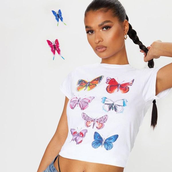 crop short sleeve casual natural color tees women clothes butterfly print women designer tshirts skinny, White
crop short sleeve casual natural color tees women clothes butterfly print women designer tshirts skinny, White