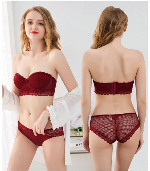 red bras sets pink high-end tube strapless fashion temptation front buckle beauty back bra set gather lace underwear briefs wholesale, Red;black
red bras sets pink high-end tube strapless fashion temptation front buckle beauty back bra set gather lace underwear briefs wholesale, Red;black