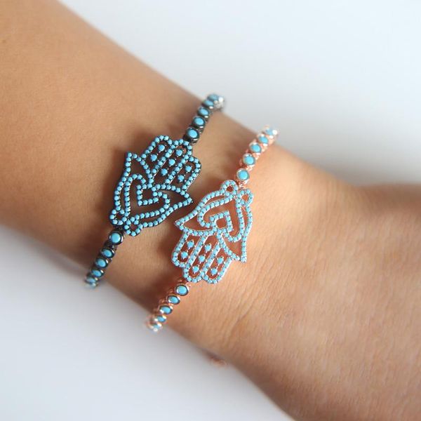 jewelry factory for copper fashion micro pave turquoses hamsa hand connector tennis bracelet for women wholesale, Black
jewelry factory for copper fashion micro pave turquoses hamsa hand connector tennis bracelet for women wholesale, Black