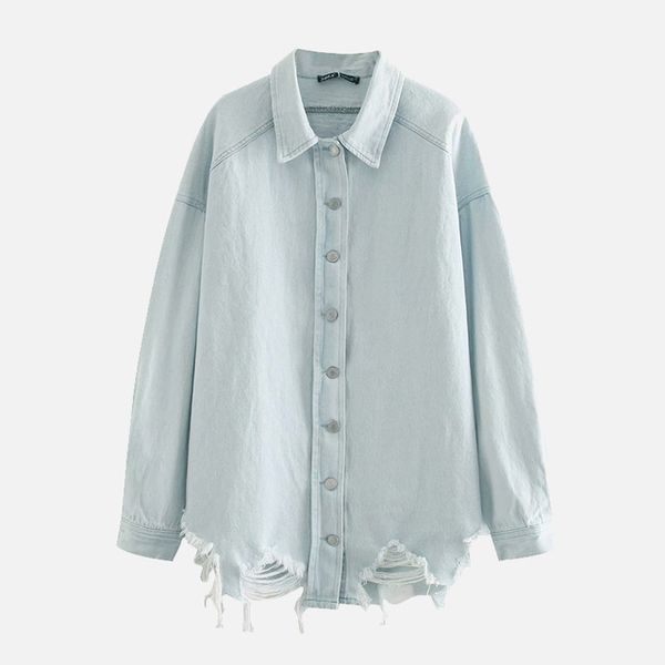 2020 autumn hole denim shirts women soft long sleeve turn-down collar loose shirt female new fashion office lady solid clothes, White
2020 autumn hole denim shirts women soft long sleeve turn-down collar loose shirt female new fashion office lady solid clothes, White