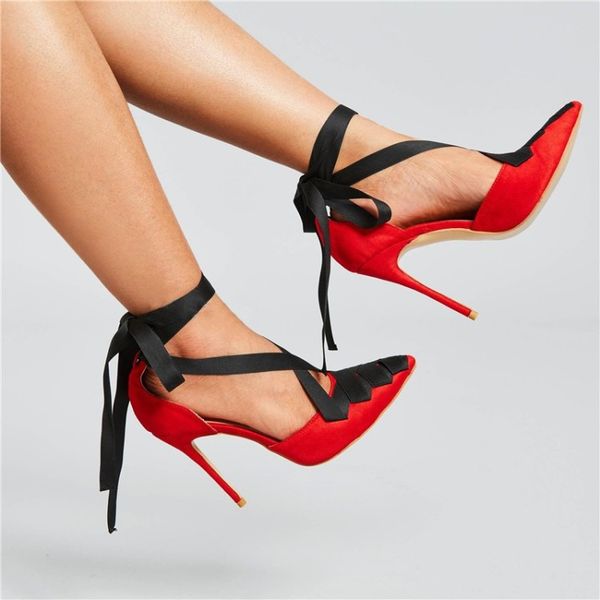 dress shoes men women red faux suede black ribbon cross strappy stiletto heel pointed toe pumps mixed color wedding 44 45
dress shoes men women red faux suede black ribbon cross strappy stiletto heel pointed toe pumps mixed color wedding 44 45