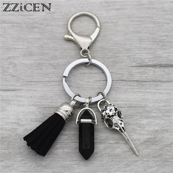punk vintage antique crow vulture bird head skull pendant natural stone tassels keychains women handbag key holder rings, Silver
punk vintage antique crow vulture bird head skull pendant natural stone tassels keychains women handbag key holder rings, Silver
