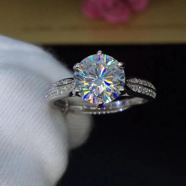 round silver moissanite ring 1ct d vvs luxury moissanite weding ring for women, Golden;silver