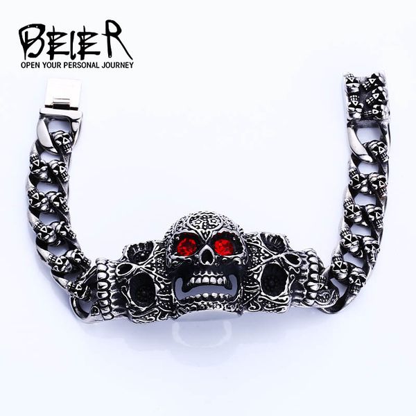 beier new store 316l stainless steel punk skull bracelet red eye carved bike jewelry llbc8-054, Black
beier new store 316l stainless steel punk skull bracelet red eye carved bike jewelry llbc8-054, Black