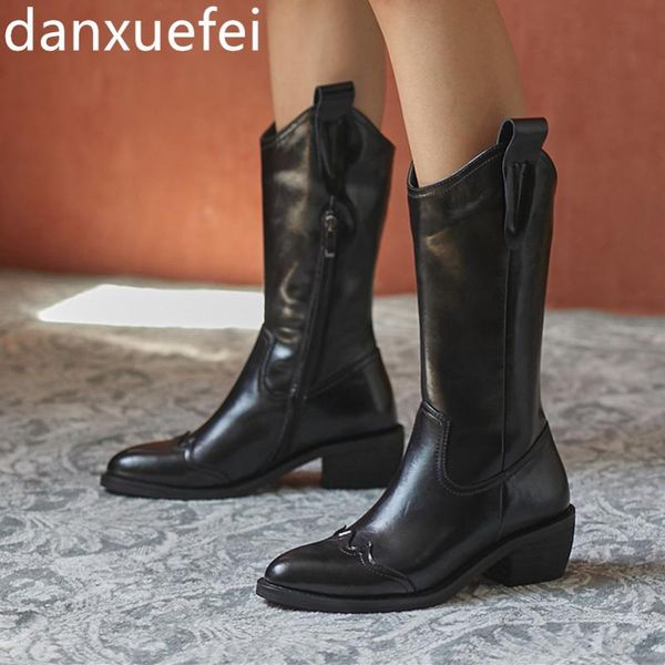 women's genuine leather patchwork med heel autumn mid-calf boots retro female cowboy shoes punk winter shoes women, Black
women's genuine leather patchwork med heel autumn mid-calf boots retro female cowboy shoes punk winter shoes women, Black