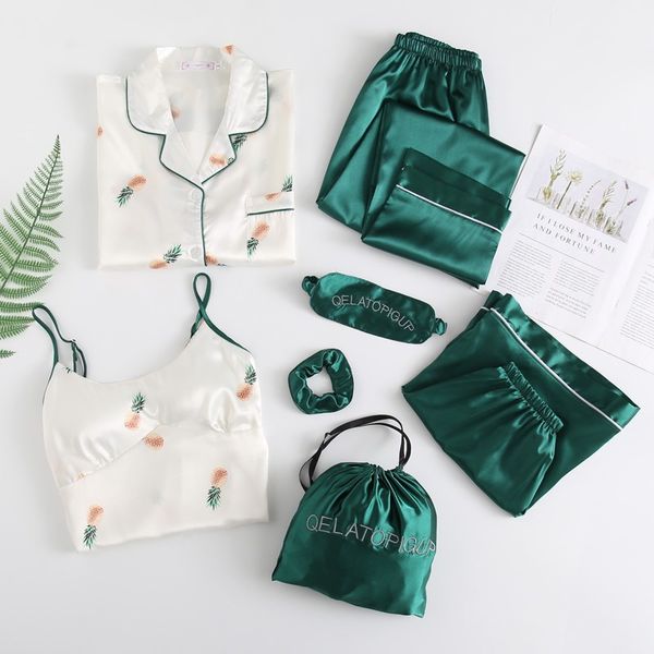 women's pajamas suit 7 pieces sleeping set printed home clothes for spring summer autumn cute leisure simulation silk thin sexy, Black;red
women's pajamas suit 7 pieces sleeping set printed home clothes for spring summer autumn cute leisure simulation silk thin sexy, Black;red
