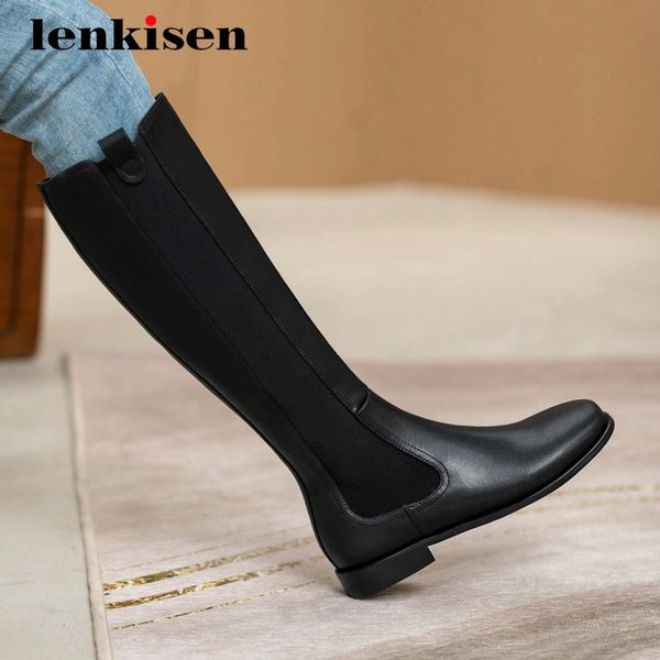 lenkisen equestrian boots split leather stretch british designer round toe thick low heel slip on daily wear knee high boots l73, Black
lenkisen equestrian boots split leather stretch british designer round toe thick low heel slip on daily wear knee high boots l73, Black