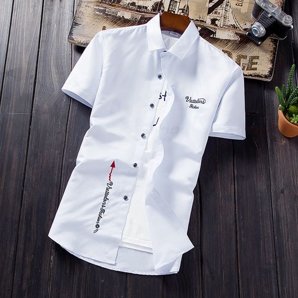 white short-sleeved shirts in summer men's half-sleeved shirts fashion men's clothes, White;black
white short-sleeved shirts in summer men's half-sleeved shirts fashion men's clothes, White;black