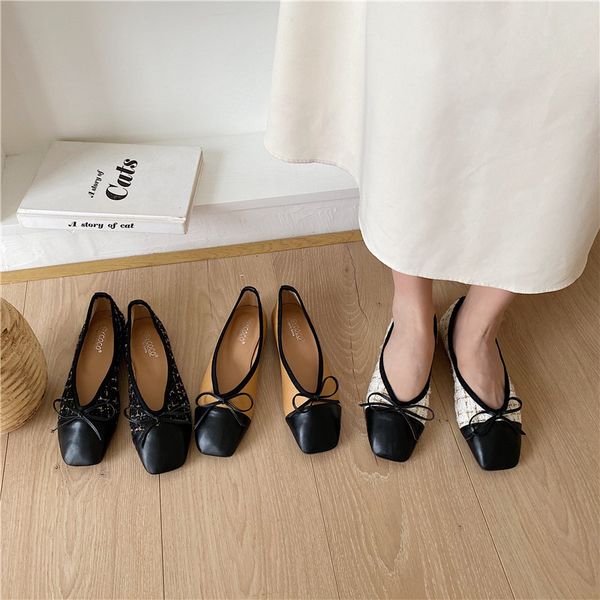 fall new style color matching flat single shoe cover foot fashionable shallow mouth square toe women's shoes, Black
fall new style color matching flat single shoe cover foot fashionable shallow mouth square toe women's shoes, Black