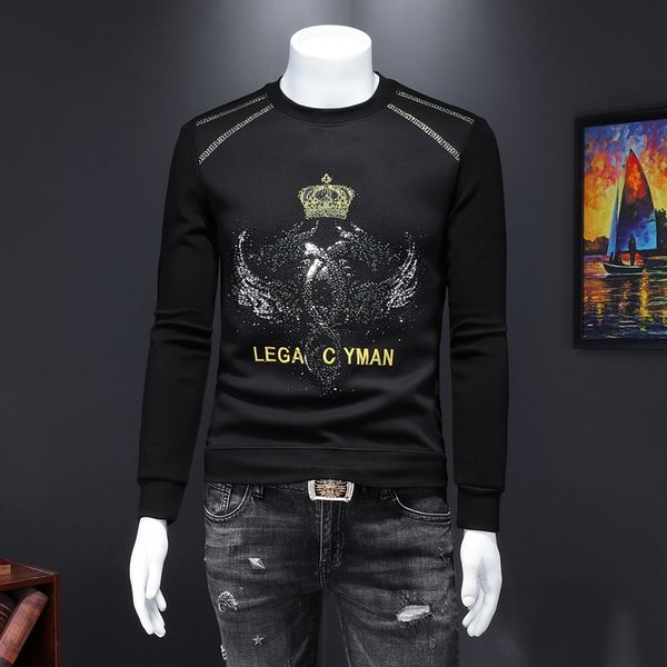 2020 autumn new personality tide brand heavy industry badge letter embroidery sequins drilling round neck sweater men, Black
2020 autumn new personality tide brand heavy industry badge letter embroidery sequins drilling round neck sweater men, Black