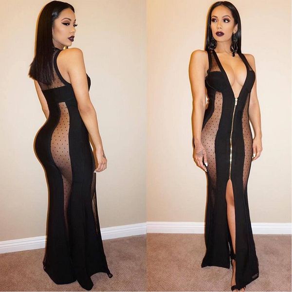 mesh women dresses fashion deep v neck black sleeveless see through party dress summer women designer clothing, Black;gray
mesh women dresses fashion deep v neck black sleeveless see through party dress summer women designer clothing, Black;gray