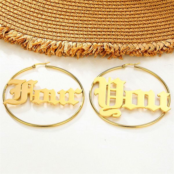 1 pair big round circle custom name stainless steel letter earrings for women 3 color custom name cricle earrings weddings party1, Black
1 pair big round circle custom name stainless steel letter earrings for women 3 color custom name cricle earrings weddings party1, Black