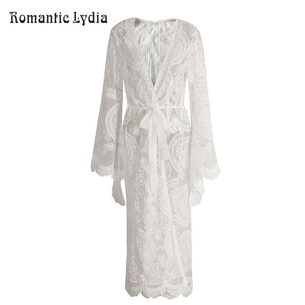 women's blouses & shirts women vintage long lace kimono cardigan causal elegant luxurious beach cover up perspective outwear, White
women's blouses & shirts women vintage long lace kimono cardigan causal elegant luxurious beach cover up perspective outwear, White