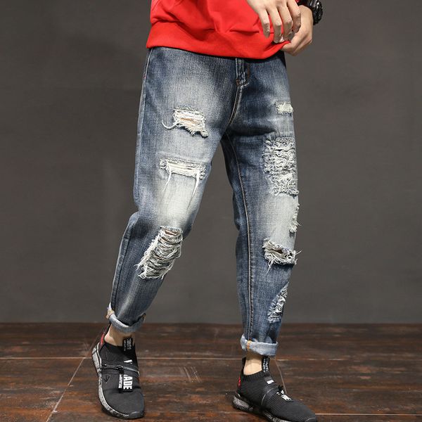 #2053 spring autumn japanese streetwear ripped jeans for men full length mens jeans with holes pencil harem biker blue
#2053 spring autumn japanese streetwear ripped jeans for men full length mens jeans with holes pencil harem biker blue