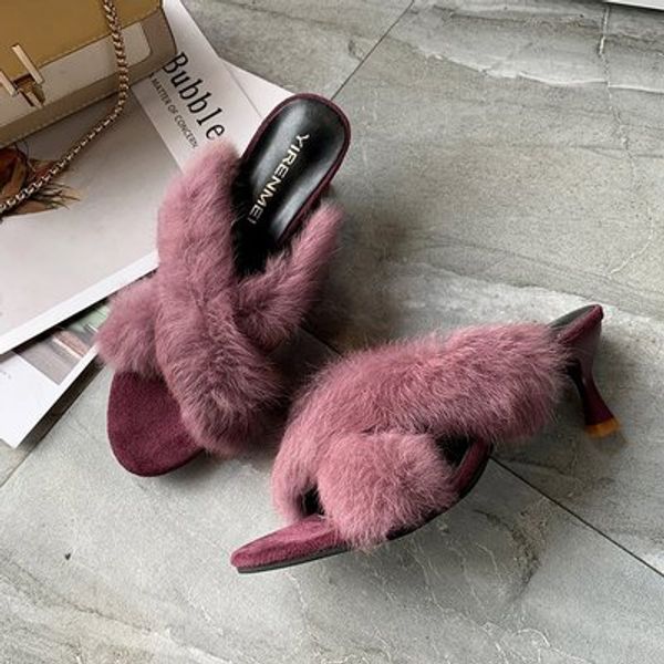 2020 spring/autumn/winter new style plush cross plush stiletto high-heeled fashion wild lady slippers, Black
2020 spring/autumn/winter new style plush cross plush stiletto high-heeled fashion wild lady slippers, Black