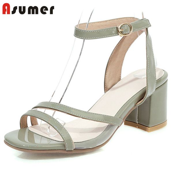 asumer 2020 new arrive women sandals pu ankle buckle 6cm square high heel sandals simple casual party shoes ladies big size, Black
asumer 2020 new arrive women sandals pu ankle buckle 6cm square high heel sandals simple casual party shoes ladies big size, Black