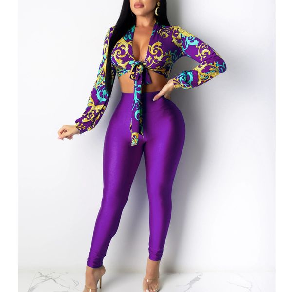 women's tracksuits vintage gold chains print blouse matching set women long sleeve printed tie-front two piece suit sets outfits, Gray
women's tracksuits vintage gold chains print blouse matching set women long sleeve printed tie-front two piece suit sets outfits, Gray