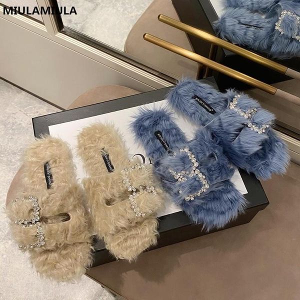 miulamiula brand design 2020 winter luxury bling rhinestone buckle soft plush hair fur slippers slip-on loafers mules flip flops, Black
miulamiula brand design 2020 winter luxury bling rhinestone buckle soft plush hair fur slippers slip-on loafers mules flip flops, Black
