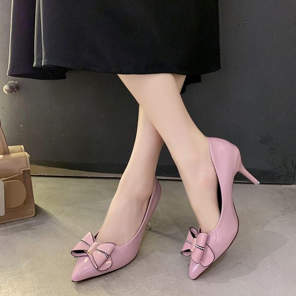 dress shoes bow high heels women pointed toe pumps sweet patent leather stiletto heel 2021, Black
dress shoes bow high heels women pointed toe pumps sweet patent leather stiletto heel 2021, Black