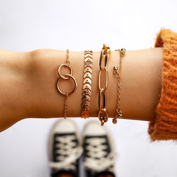 4 pcs/set boho gold color layered chain bracelet women handmade geometric circle bracelet femme jewelry, Black
4 pcs/set boho gold color layered chain bracelet women handmade geometric circle bracelet femme jewelry, Black