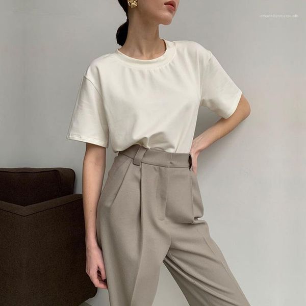 women 2020 new fashion summer knitted basic solid t-shirt women casual cotton short sleeve tee-shirts female, White
women 2020 new fashion summer knitted basic solid t-shirt women casual cotton short sleeve tee-shirts female, White