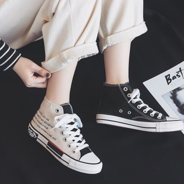 2020 spring and autumn new high-canvas shoes korean personality trend couple casual shoes, Black
2020 spring and autumn new high-canvas shoes korean personality trend couple casual shoes, Black
