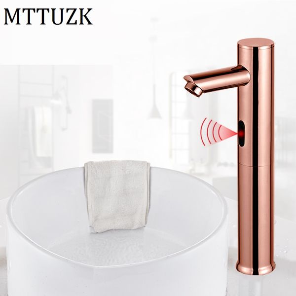 mttuzk deck mounted brass rose gold automatic sensor faucet bathroom round basin touchless infrared faucet cold taps
mttuzk deck mounted brass rose gold automatic sensor faucet bathroom round basin touchless infrared faucet cold taps