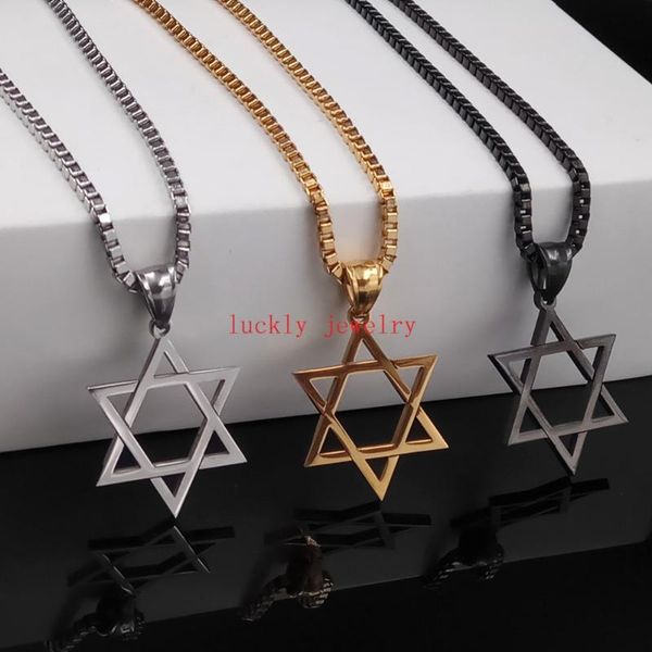 gold/ black stainless steel religious star of david pendant with box chain necklace 24'' for women men, Silver
gold/ black stainless steel religious star of david pendant with box chain necklace 24'' for women men, Silver