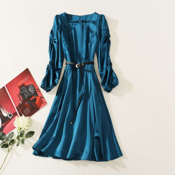 european and american women's clothing 2020 autumn new style lantern sleeve long sleeve square collar fashion blue belt dress, Black;gray
european and american women's clothing 2020 autumn new style lantern sleeve long sleeve square collar fashion blue belt dress, Black;gray