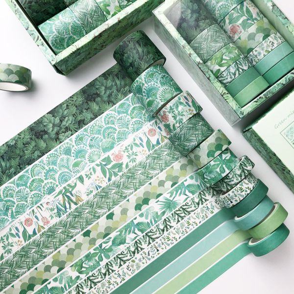 Green Plant Washi Tape Solid Color Masking Tape Decorative Adhesive Tape Sticker Scrapbooking Diary Stationery Supply 2016 Jk2008xb