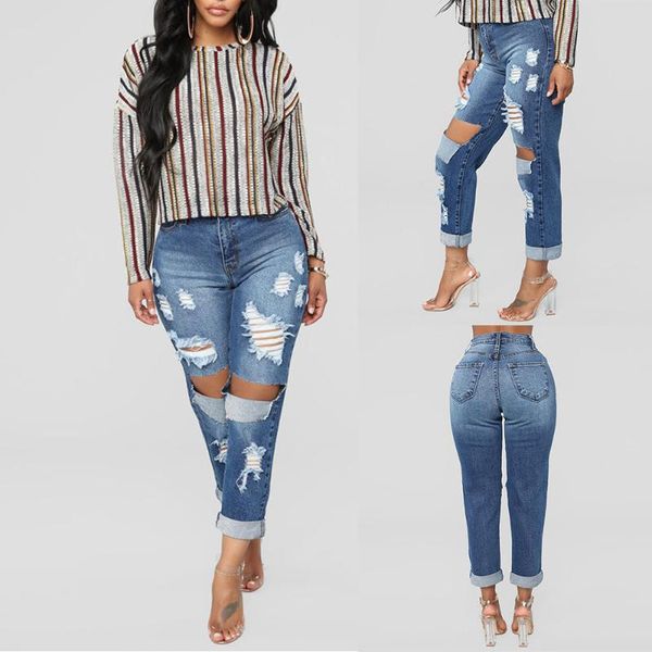 women's jeans large size hole loose trousers pockets denim ripped full length daily wear slim harem pants vintage 5.30, Blue
women's jeans large size hole loose trousers pockets denim ripped full length daily wear slim harem pants vintage 5.30, Blue