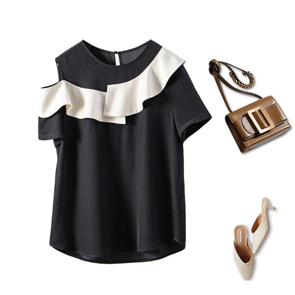women's blouses & shirts 2021 summer off shoulder short sleeves o neck ruffles female shirt blouse a3582, White
women's blouses & shirts 2021 summer off shoulder short sleeves o neck ruffles female shirt blouse a3582, White