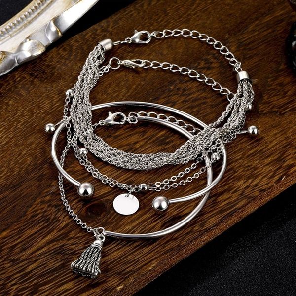 4 pcs/set bohemian silver color tassel round set for women multilayer pendant bracelet 2020 fashion jewelry 83pf, Golden;silver
4 pcs/set bohemian silver color tassel round set for women multilayer pendant bracelet 2020 fashion jewelry 83pf, Golden;silver