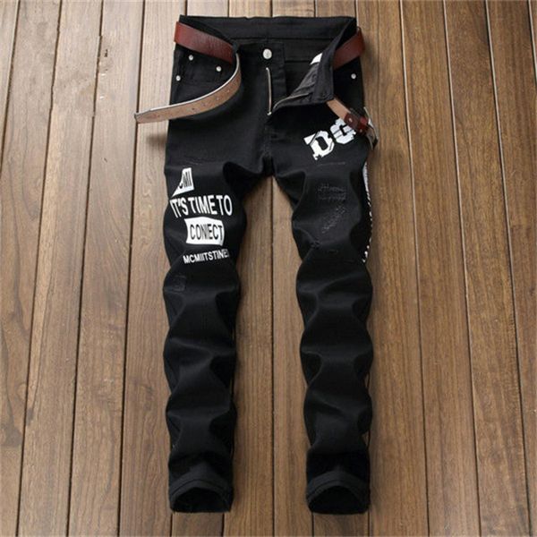 new fashion retro men's ripped jeans pants slim fit tailoring made old hip-hop denim male novelty streetwear denim long luxurious pants, Blue
new fashion retro men's ripped jeans pants slim fit tailoring made old hip-hop denim male novelty streetwear denim long luxurious pants, Blue