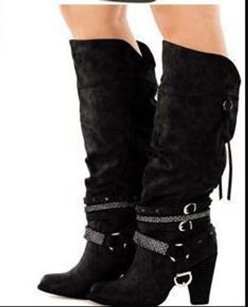 solid buckle cowboy long boots for women round toe mid-calf autumn winter goth boots high square heel shoe, Black
solid buckle cowboy long boots for women round toe mid-calf autumn winter goth boots high square heel shoe, Black