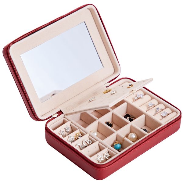 pu jewelry box with zipper bracelet earrings studs necklace rings jewelry storage case mirror travel gift for women girl mx200810, Black;white
pu jewelry box with zipper bracelet earrings studs necklace rings jewelry storage case mirror travel gift for women girl mx200810, Black;white